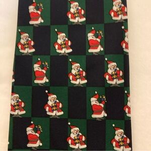 Santa Claus Patterned Green and Black Tie